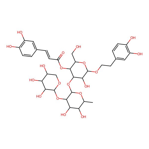 2D Structure of [4-[4,5-Dihydroxy-6-methyl-3-(3,4,5-trihydroxyoxan-2-yl)oxyoxan-2-yl]oxy-6-[2-(3,4-dihydroxyphenyl)ethoxy]-5-hydroxy-2-(hydroxymethyl)oxan-3-yl] 3-(3,4-dihydroxyphenyl)prop-2-enoate