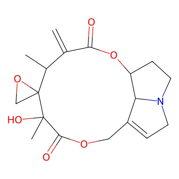 2D Structure of (1R,5R,6S,7R,17R)-7-hydroxy-5,7-dimethyl-4-methylidenespiro[2,9-dioxa-14-azatricyclo[9.5.1.014,17]heptadec-11-ene-6,2'-oxirane]-3,8-dione