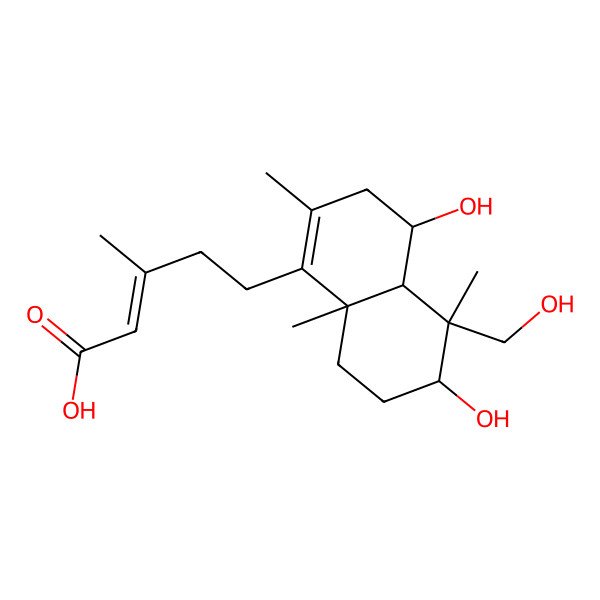 2D Structure of (E)-5-[(4R,4aR,5S,6R,8aS)-4,6-dihydroxy-5-(hydroxymethyl)-2,5,8a-trimethyl-3,4,4a,6,7,8-hexahydronaphthalen-1-yl]-3-methylpent-2-enoic acid