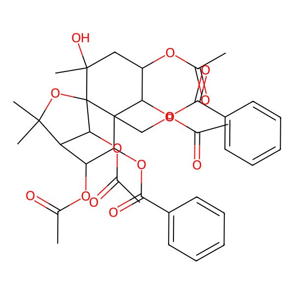 2D Structure of [(1S,2S,4S,5R,6S,7S,8R,9R,12R)-4,8,12-triacetyloxy-6-(acetyloxymethyl)-7-benzoyloxy-2-hydroxy-2,10,10-trimethyl-11-oxatricyclo[7.2.1.01,6]dodecan-5-yl] benzoate
