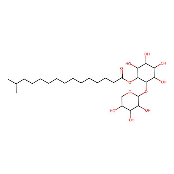 2D Structure of [(1R,2S,3S,4R,5R,6R)-2,3,4,5-tetrahydroxy-6-[(2S,3R,4S,5R)-3,4,5-trihydroxyoxan-2-yl]oxycyclohexyl] 14-methylpentadecanoate