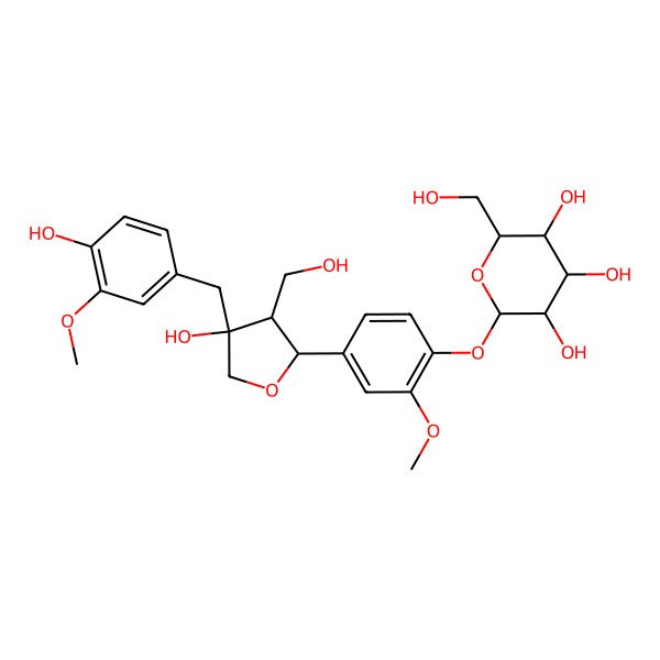 2D Structure of (2R,3S,4R,5R,6S)-2-[4-[(2R,3S,4R)-4-hydroxy-4-[(4-hydroxy-3-methoxyphenyl)methyl]-3-(hydroxymethyl)oxolan-2-yl]-2-methoxyphenoxy]-6-(hydroxymethyl)oxane-3,4,5-triol