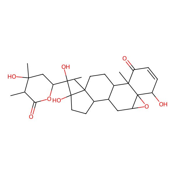2D Structure of (1S,2R,6S,7R,9R,11S,12S,15R,16S)-6,15-dihydroxy-15-[(1S)-1-hydroxy-1-[(2R,4R,5R)-4-hydroxy-4,5-dimethyl-6-oxooxan-2-yl]ethyl]-2,16-dimethyl-8-oxapentacyclo[9.7.0.02,7.07,9.012,16]octadec-4-en-3-one
