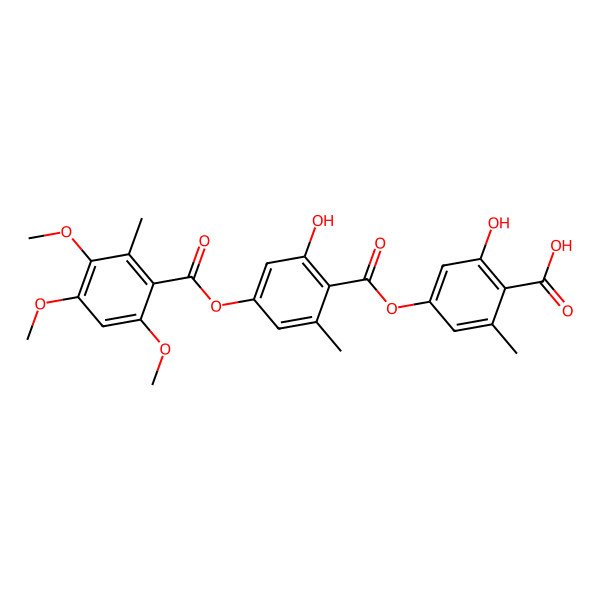 2D Structure of 2-Hydroxy-4-[2-hydroxy-6-methyl-4-(3,4,6-trimethoxy-2-methylbenzoyl)oxybenzoyl]oxy-6-methylbenzoic acid