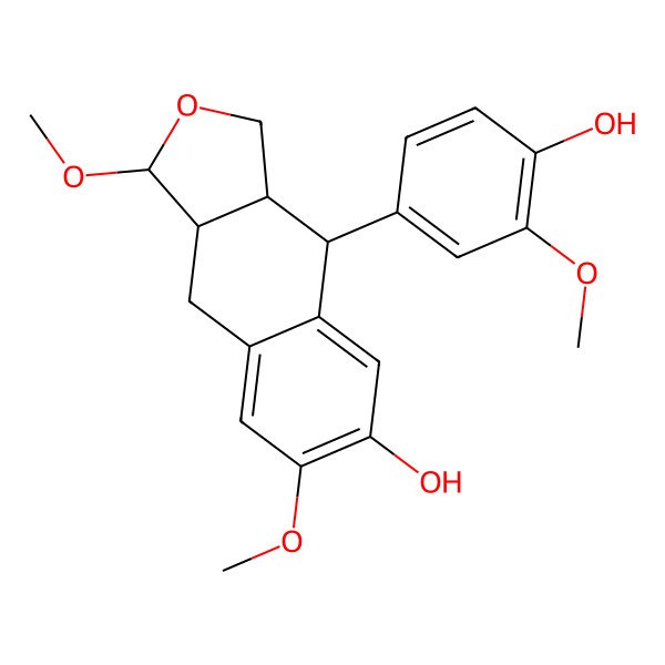 2D Structure of (1r,3Ar,4s,9ar)-1,7-dimethoxy-4-(4'-hydroxy-3'-methoxyphenyl)-1,3,3a,4,9,9a-hexahydronaphtho[2,3-c]furan-6-ol