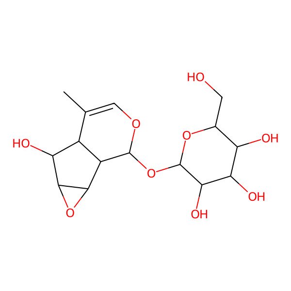2D Structure of 2-(Hydroxymethyl)-6-[(5-hydroxy-7-methyl-3,9-dioxatricyclo[4.4.0.02,4]dec-7-en-10-yl)oxy]oxane-3,4,5-triol