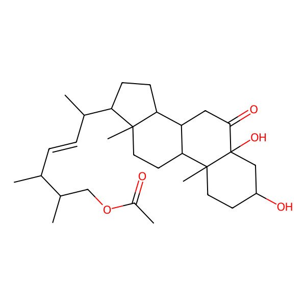 2D Structure of [(E,2S,3R,6R)-6-[(3S,5R,8S,9S,10R,13R,14S,17R)-3,5-dihydroxy-10,13-dimethyl-6-oxo-2,3,4,7,8,9,11,12,14,15,16,17-dodecahydro-1H-cyclopenta[a]phenanthren-17-yl]-2,3-dimethylhept-4-enyl] acetate