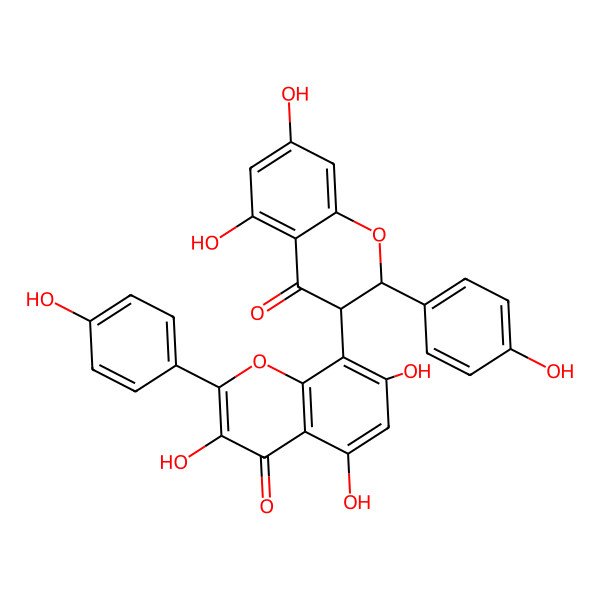 2D Structure of 8-[5,7-Dihydroxy-2-(4-hydroxyphenyl)-4-oxo-2,3-dihydrochromen-3-yl]-3,5,7-trihydroxy-2-(4-hydroxyphenyl)chromen-4-one