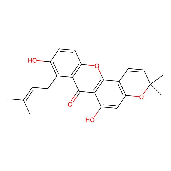 2D Structure of 6,9-Dihydroxy-3,3-dimethyl-8-(3-methylbut-2-enyl)pyrano[2,3-c]xanthen-7-one