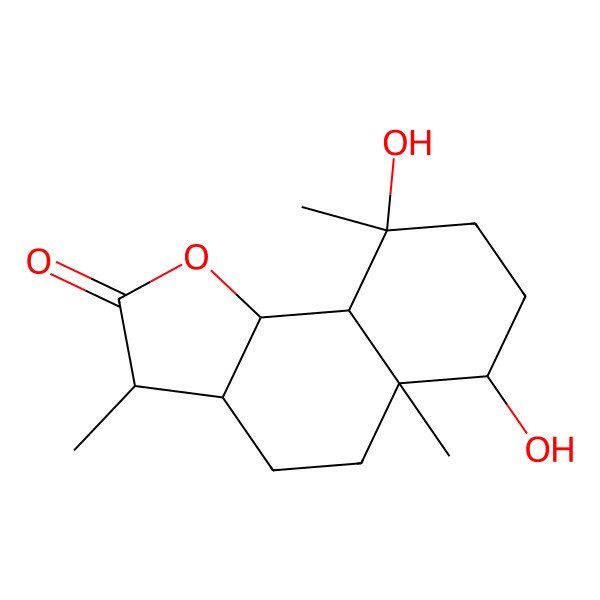 2D Structure of 6,9-dihydroxy-3,5a,9-trimethyl-3a,4,5,6,7,8,9a,9b-octahydro-3H-benzo[g][1]benzofuran-2-one