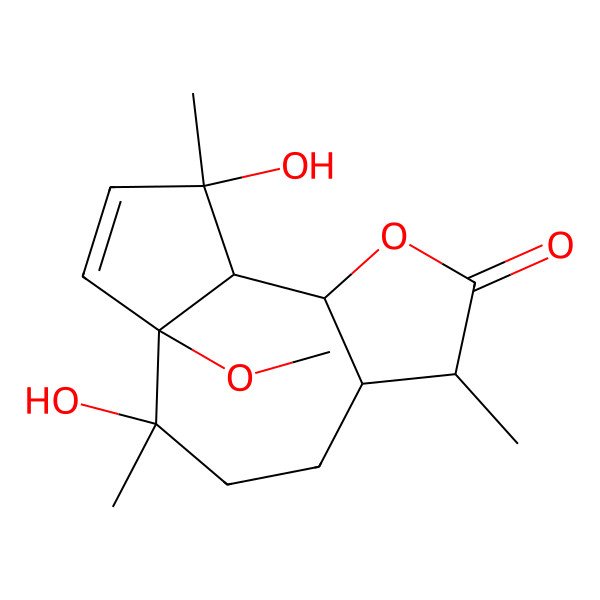 2D Structure of 6,9-Dihydroxy-6a-methoxy-3,6,9-trimethyl-3,3a,4,5,9a,9b-hexahydroazuleno[4,5-b]furan-2-one