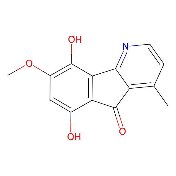 2D Structure of 6,9-Dihydroxy-8-methoxy-4-methylindeno[1,2-b]pyridin-5-one