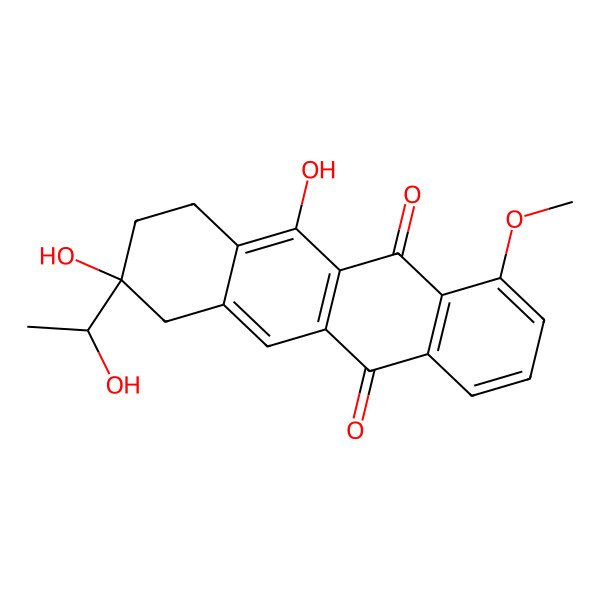 2D Structure of 6,9-dihydroxy-9-(1-hydroxyethyl)-4-methoxy-8,10-dihydro-7H-tetracene-5,12-dione