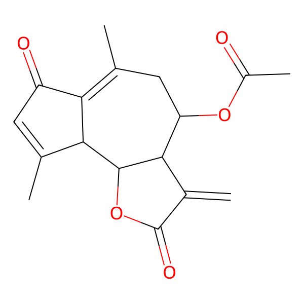 2D Structure of (6,9-dimethyl-3-methylidene-2,7-dioxo-4,5,9a,9b-tetrahydro-3aH-azuleno[4,5-b]furan-4-yl) acetate