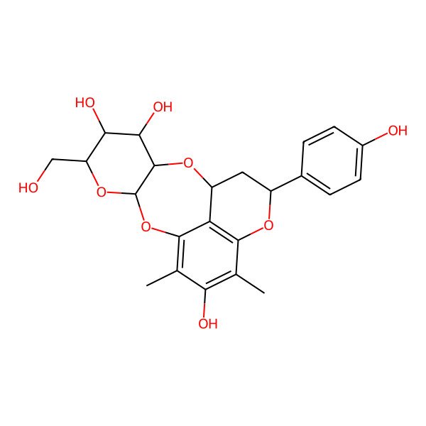 2D Structure of 5-(Hydroxymethyl)-12-(4-hydroxyphenyl)-15,17-dimethyl-2,4,9,13-tetraoxatetracyclo[8.7.1.03,8.014,18]octadeca-1(17),14(18),15-triene-6,7,16-triol