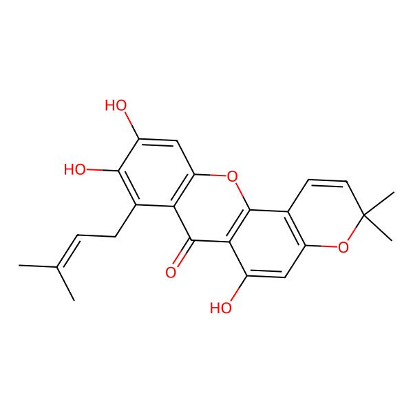 2D Structure of 6,9,10-Trihydroxy-3,3-dimethyl-8-(3-methylbut-2-enyl)pyrano[2,3-c]xanthen-7-one