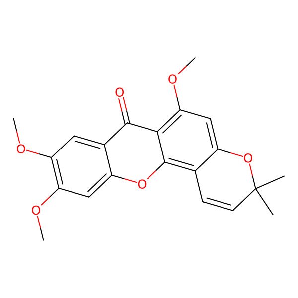 2D Structure of 6,9,10-Trimethoxy-3,3-dimethylpyrano[2,3-c]xanthen-7-one