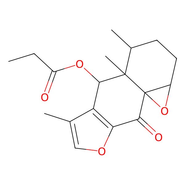 2D Structure of (6,9,10-Trimethyl-2-oxo-4,14-dioxatetracyclo[7.5.0.01,13.03,7]tetradeca-3(7),5-dien-8-yl) propanoate