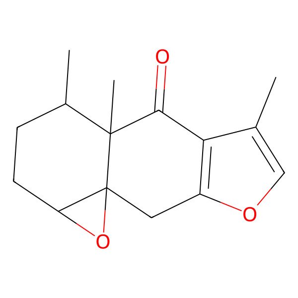 2D Structure of 6,9,10-Trimethyl-4,14-dioxatetracyclo[7.5.0.01,13.03,7]tetradeca-3(7),5-dien-8-one
