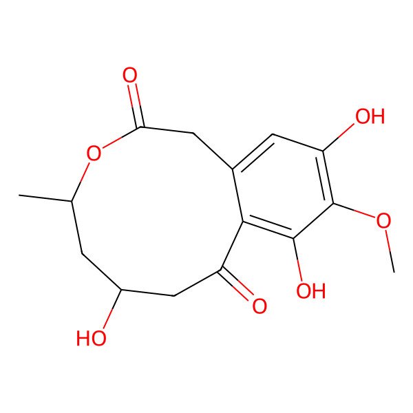 2D Structure of 6,9,11-trihydroxy-10-methoxy-4-methyl-4,5,6,7-tetrahydro-1H-3-benzoxecine-2,8-dione