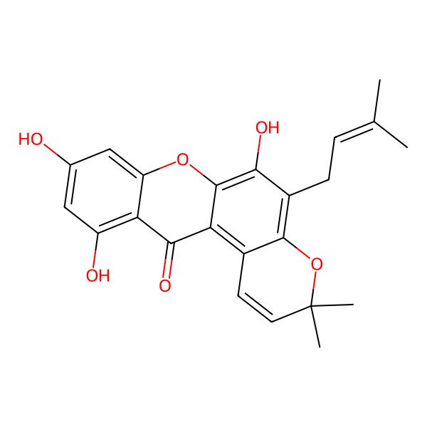 2D Structure of 6,9,11-Trihydroxy-3,3-dimethyl-5-(3-methylbut-2-enyl)pyrano[3,2-a]xanthen-12-one