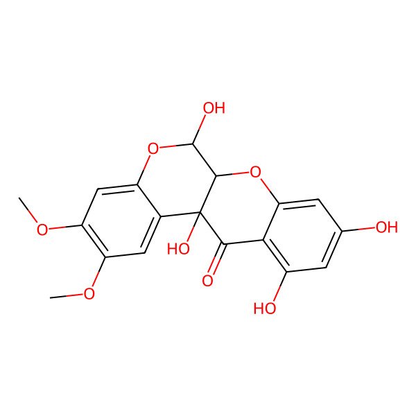 2D Structure of 6,9,11,12a-Tetrahydroxy-2,3-dimethoxy-6,6a-dihydrochromeno[3,4-b]chromen-12-one