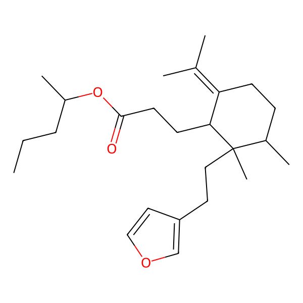 2D Structure of [(2R)-pentan-2-yl] 3-[(1S,2S,3R)-2-[2-(furan-3-yl)ethyl]-2,3-dimethyl-6-propan-2-ylidenecyclohexyl]propanoate