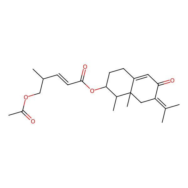 2D Structure of [(1S,2S,8aS)-1,8a-dimethyl-6-oxo-7-propan-2-ylidene-2,3,4,8-tetrahydro-1H-naphthalen-2-yl] (E,4S)-5-acetyloxy-4-methylpent-2-enoate