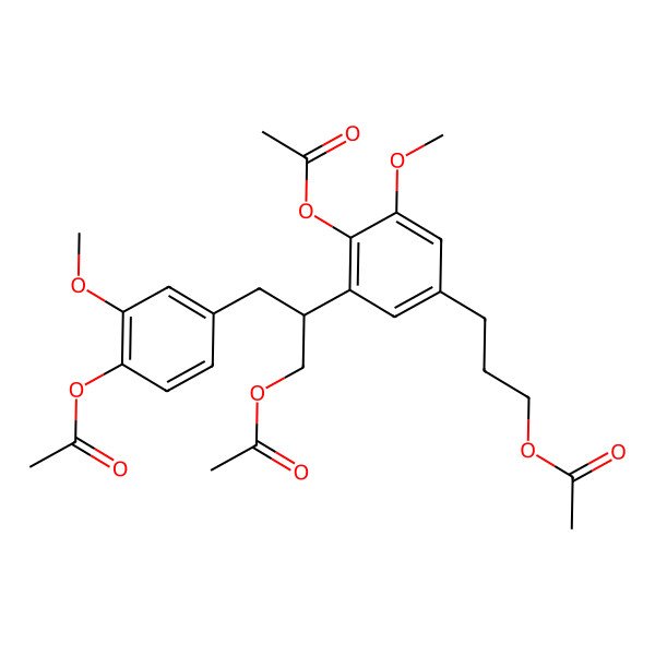2D Structure of 3-[4-Acetyloxy-3-[1-acetyloxy-3-(4-acetyloxy-3-methoxyphenyl)propan-2-yl]-5-methoxyphenyl]propyl acetate