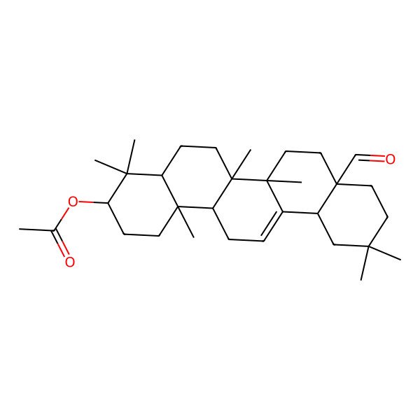 2D Structure of [(3S,4aR,6aS,6bR,8aS,12aR,14aR,14bS)-8a-formyl-4,4,6a,6b,11,11,14b-heptamethyl-1,2,3,4a,5,6,7,8,9,10,12,12a,14,14a-tetradecahydropicen-3-yl] acetate