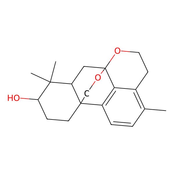 2D Structure of (1R,10S,12R,14S)-5,13,13-trimethyl-9,18-dioxapentacyclo[8.6.2.12,6.01,12.010,19]nonadeca-2(19),3,5-trien-14-ol