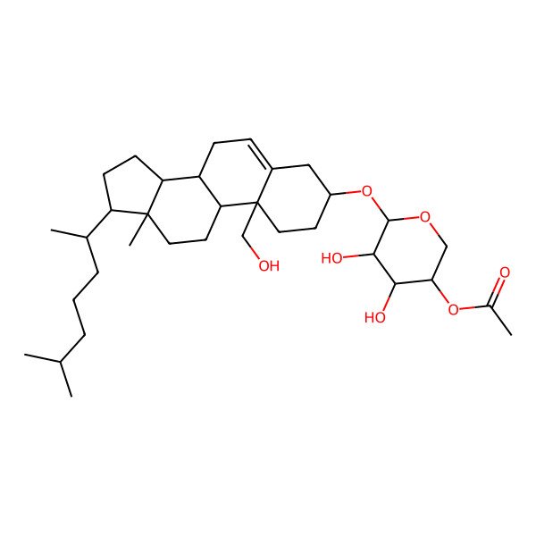 2D Structure of [4,5-dihydroxy-6-[[10-(hydroxymethyl)-13-methyl-17-(6-methylheptan-2-yl)-2,3,4,7,8,9,11,12,14,15,16,17-dodecahydro-1H-cyclopenta[a]phenanthren-3-yl]oxy]oxan-3-yl] acetate