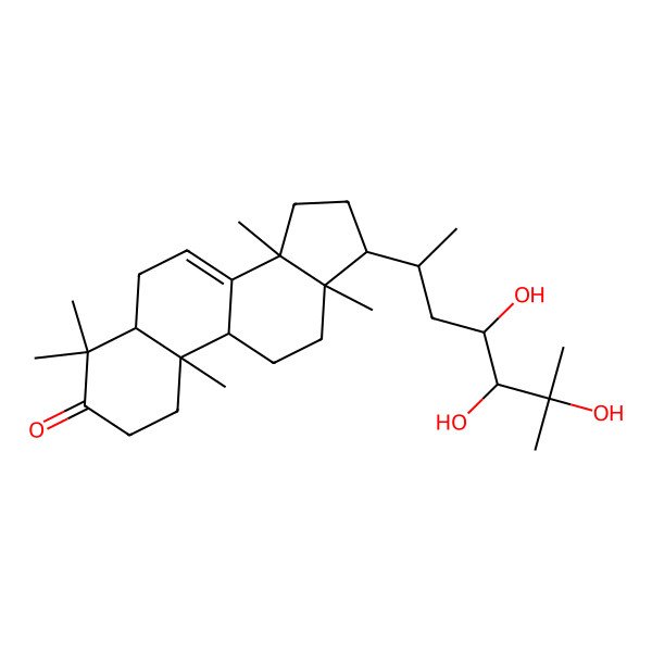 2D Structure of 4,4,10,13,14-Pentamethyl-17-(4,5,6-trihydroxy-6-methylheptan-2-yl)-1,2,5,6,9,11,12,15,16,17-decahydrocyclopenta[a]phenanthren-3-one