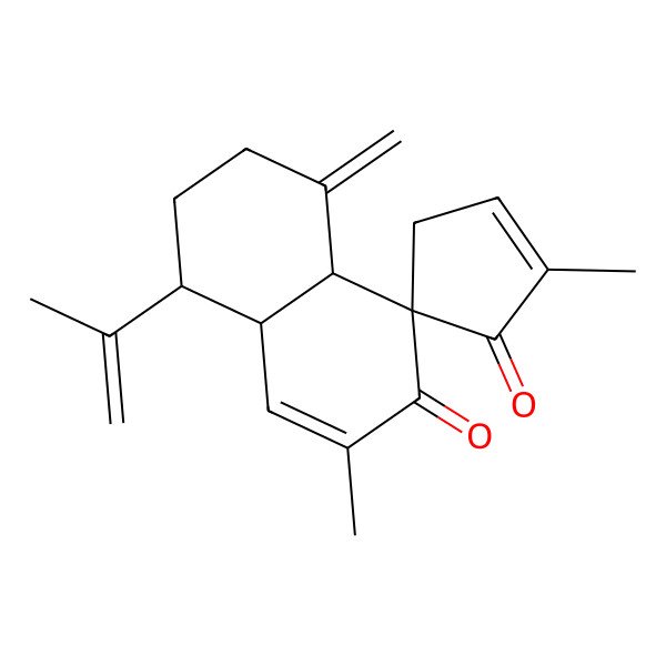 2D Structure of 2',3-dimethyl-8-methylidene-5-prop-1-en-2-ylspiro[5,6,7,8a-tetrahydro-4aH-naphthalene-1,5'-cyclopent-2-ene]-1',2-dione