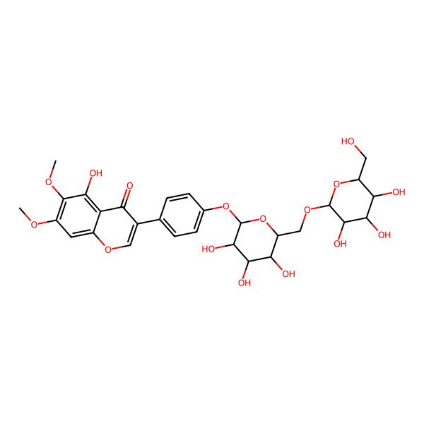 2D Structure of 5-Hydroxy-6,7-dimethoxy-3-[4-[3,4,5-trihydroxy-6-[[3,4,5-trihydroxy-6-(hydroxymethyl)oxan-2-yl]oxymethyl]oxan-2-yl]oxyphenyl]chromen-4-one