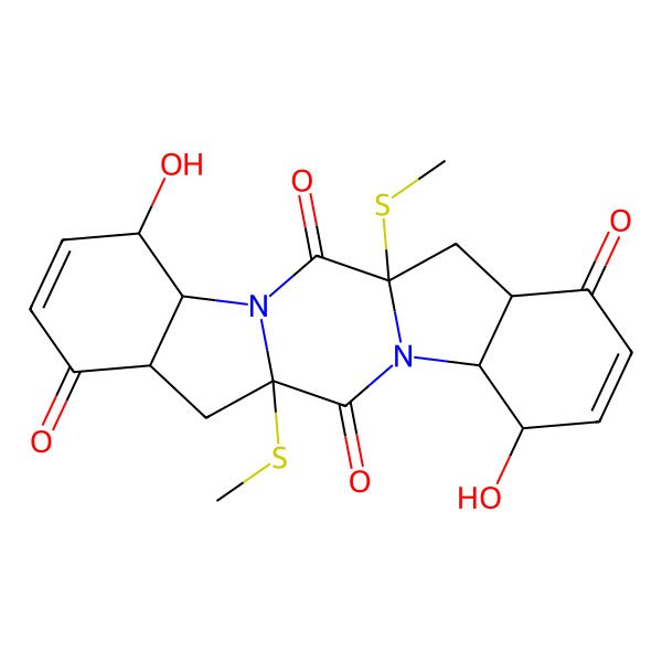 2D Structure of (1S,4R,5R,9R,11S,14R,15S,19R)-5,15-dihydroxy-1,11-bis(methylsulfanyl)-3,13-diazapentacyclo[11.7.0.03,11.04,9.014,19]icosa-6,16-diene-2,8,12,18-tetrone