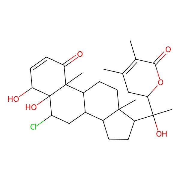 2D Structure of 2-[1-(6-chloro-4,5-dihydroxy-10,13-dimethyl-1-oxo-6,7,8,9,11,12,14,15,16,17-decahydro-4H-cyclopenta[a]phenanthren-17-yl)-1-hydroxyethyl]-4,5-dimethyl-2,3-dihydropyran-6-one