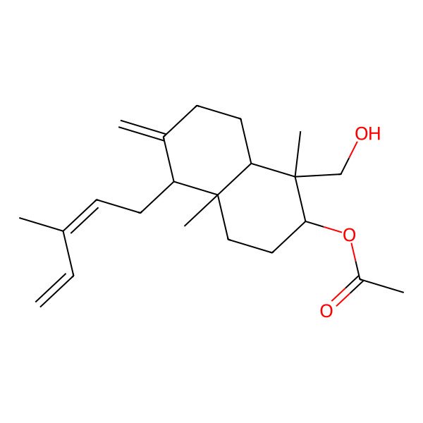2D Structure of [(1R,2R,4aS,5R,8aS)-1-(hydroxymethyl)-1,4a-dimethyl-6-methylidene-5-[(2E)-3-methylpenta-2,4-dienyl]-3,4,5,7,8,8a-hexahydro-2H-naphthalen-2-yl] acetate