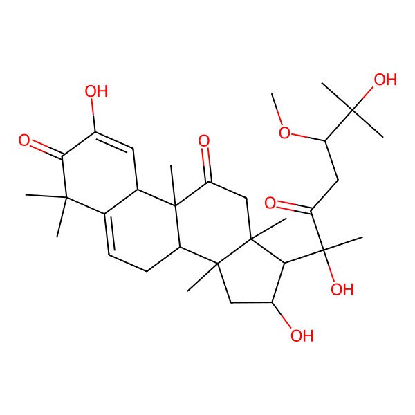 2D Structure of (8S,9R,10R,13R,14S,16R,17R)-17-[(2R,5S)-2,6-dihydroxy-5-methoxy-6-methyl-3-oxoheptan-2-yl]-2,16-dihydroxy-4,4,9,13,14-pentamethyl-8,10,12,15,16,17-hexahydro-7H-cyclopenta[a]phenanthrene-3,11-dione