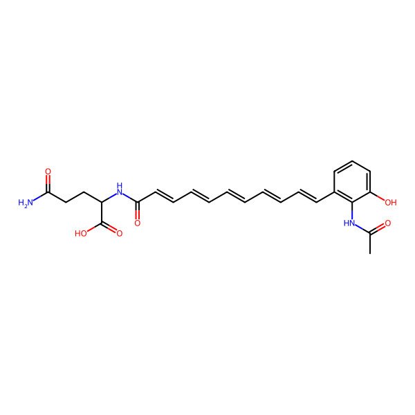 2D Structure of 2-[[(2E,4E,6E,8E,10E)-11-(2-acetamido-3-hydroxyphenyl)undeca-2,4,6,8,10-pentaenoyl]amino]-5-amino-5-oxopentanoic acid