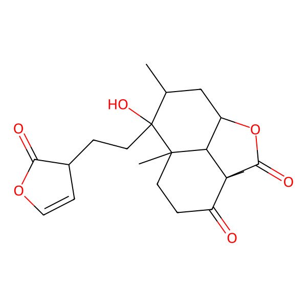 2D Structure of (1R,4R,8S,9R,10R,12R)-9-hydroxy-4,8,10-trimethyl-9-[2-[(3R)-2-oxo-3H-furan-3-yl]ethyl]-2-oxatricyclo[6.3.1.04,12]dodecane-3,5-dione