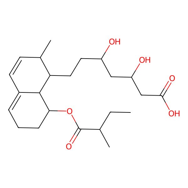 2D Structure of 3,5-Dihydroxy-7-[2-methyl-8-(2-methylbutanoyloxy)-1,2,6,7,8,8a-hexahydronaphthalen-1-yl]heptanoic acid