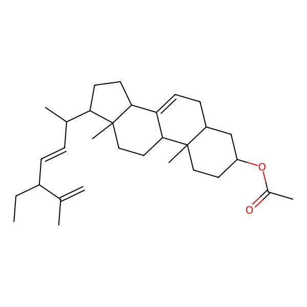2D Structure of [17-(5-ethyl-6-methylhepta-3,6-dien-2-yl)-10,13-dimethyl-2,3,4,5,6,9,11,12,14,15,16,17-dodecahydro-1H-cyclopenta[a]phenanthren-3-yl] acetate