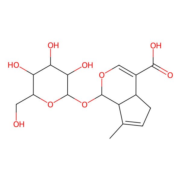 2D Structure of 7-Methyl-1-[3,4,5-trihydroxy-6-(hydroxymethyl)oxan-2-yl]oxy-1,4a,5,7a-tetrahydrocyclopenta[c]pyran-4-carboxylic acid