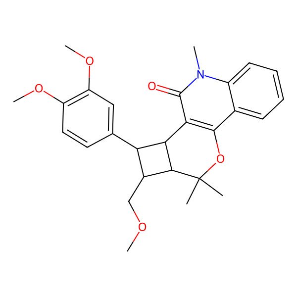 2D Structure of (11R,12S,13R,14R)-12-(3,4-dimethoxyphenyl)-13-(methoxymethyl)-8,15,15-trimethyl-16-oxa-8-azatetracyclo[8.6.0.02,7.011,14]hexadeca-1(10),2,4,6-tetraen-9-one