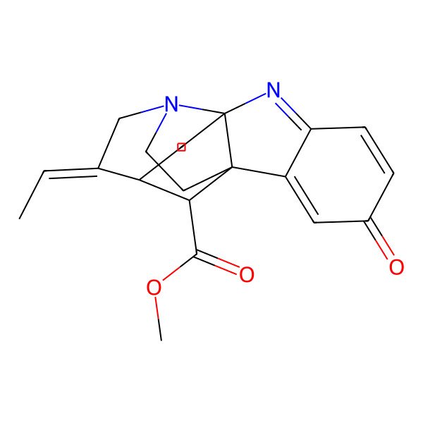 2D Structure of methyl (1R,9R,12R,13E,18S)-13-ethylidene-4-oxo-8,15-diazapentacyclo[10.5.1.01,9.02,7.09,15]octadeca-2,5,7-triene-18-carboxylate