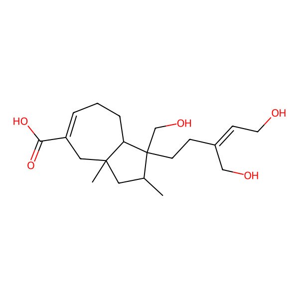 2D Structure of 1-[5-Hydroxy-3-(hydroxymethyl)pent-3-enyl]-1-(hydroxymethyl)-2,3a-dimethyl-2,3,4,7,8,8a-hexahydroazulene-5-carboxylic acid