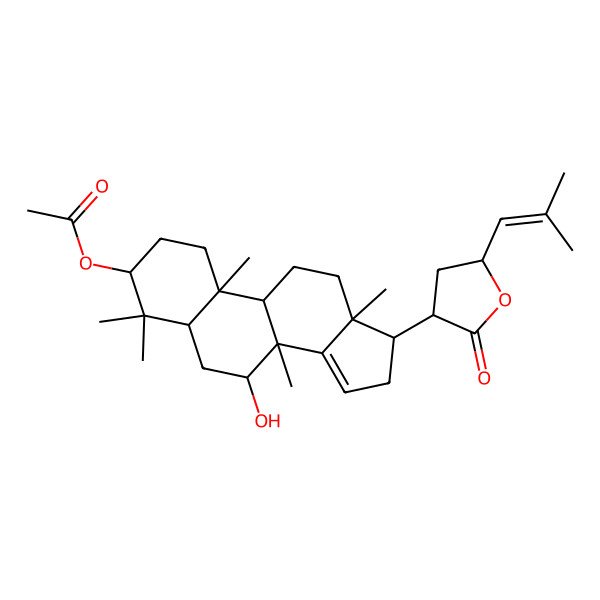 2D Structure of [(3S,5R,7R,8R,9S,10S,13S,17S)-7-hydroxy-4,4,8,10,13-pentamethyl-17-[(3S,5R)-5-(2-methylprop-1-enyl)-2-oxooxolan-3-yl]-2,3,5,6,7,9,11,12,16,17-decahydro-1H-cyclopenta[a]phenanthren-3-yl] acetate