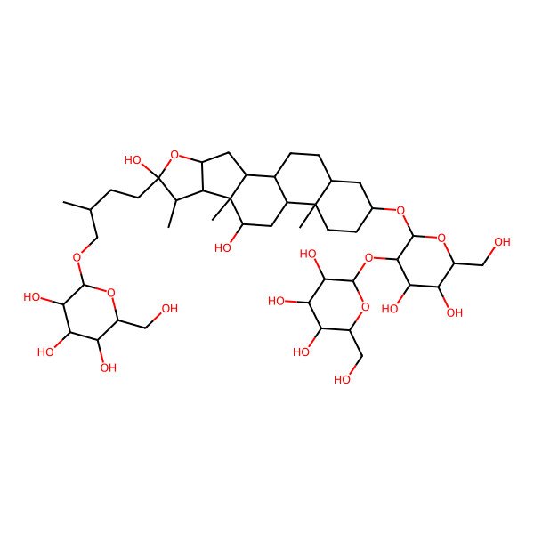 2D Structure of (2R,3R,4S,5R,6R)-2-[(2R)-4-[(1R,2S,4S,6R,7S,8R,9S,10R,12S,13S,16S,18R)-16-[(2R,3R,4S,5S,6R)-4,5-dihydroxy-6-(hydroxymethyl)-3-[(2S,3R,4S,5R,6R)-3,4,5-trihydroxy-6-(hydroxymethyl)oxan-2-yl]oxyoxan-2-yl]oxy-6,10-dihydroxy-7,9,13-trimethyl-5-oxapentacyclo[10.8.0.02,9.04,8.013,18]icosan-6-yl]-2-methylbutoxy]-6-(hydroxymethyl)oxane-3,4,5-triol