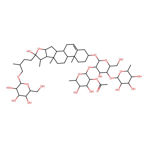 2D Structure of [4,5-Dihydroxy-2-[4-hydroxy-6-(hydroxymethyl)-2-[[6-hydroxy-7,9,13-trimethyl-6-[3-methyl-4-[3,4,5-trihydroxy-6-(hydroxymethyl)oxan-2-yl]oxybutyl]-5-oxapentacyclo[10.8.0.02,9.04,8.013,18]icos-18-en-16-yl]oxy]-5-(3,4,5-trihydroxy-6-methyloxan-2-yl)oxyoxan-3-yl]oxy-6-methyloxan-3-yl] acetate